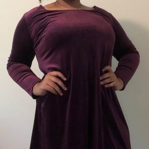 long sleeve velvet dress